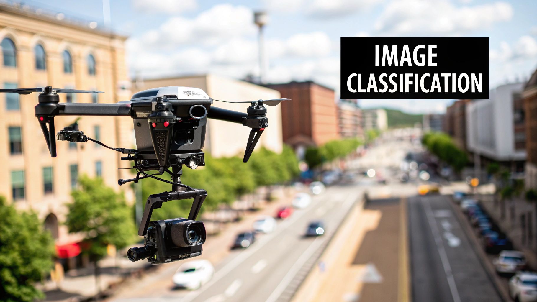 Computer vision workflow illustrating image classification as a supervised learning task.